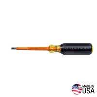 Klein Tools Insulated Screwdriver 1/4-Inch Cabinet 4-Inch Round Shank