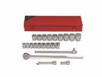 Wright Tool 3/4" Drive 22 Piece Metal Boxed Set - 12 Point Standard Sockets 7/8" - 2" Ratchet Sliding T 3-1/2" 8" Extensions