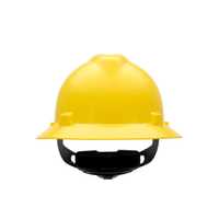 MSA V-Gard Slotted Full-Brim Hat, Yellow, w/Fas-Trac III Suspension