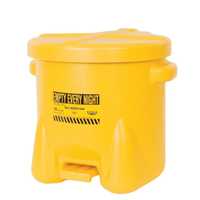 Eagle Manufacturing 10 Gallon Plastic Oily Waste Can Hands-Free Self Close Yellow