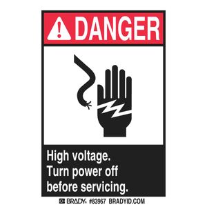 Brady DANGER High Voltage Sign