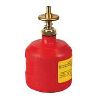 Justrite 8 Ounce Plastic Dispensing Can, Brass Dispenser Valves, Red - 14004