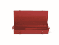Wright Tool Tool Box Red Metal w/Two Hasp-Staple Combination Latches Handles at Each End - 31"Wide x 30"Deep x 3-1/2"High