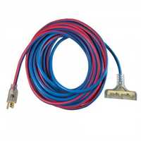 US Wire & Cable 12/3 100′ Blue/Red Extreme Lighted Triple Tap Cords